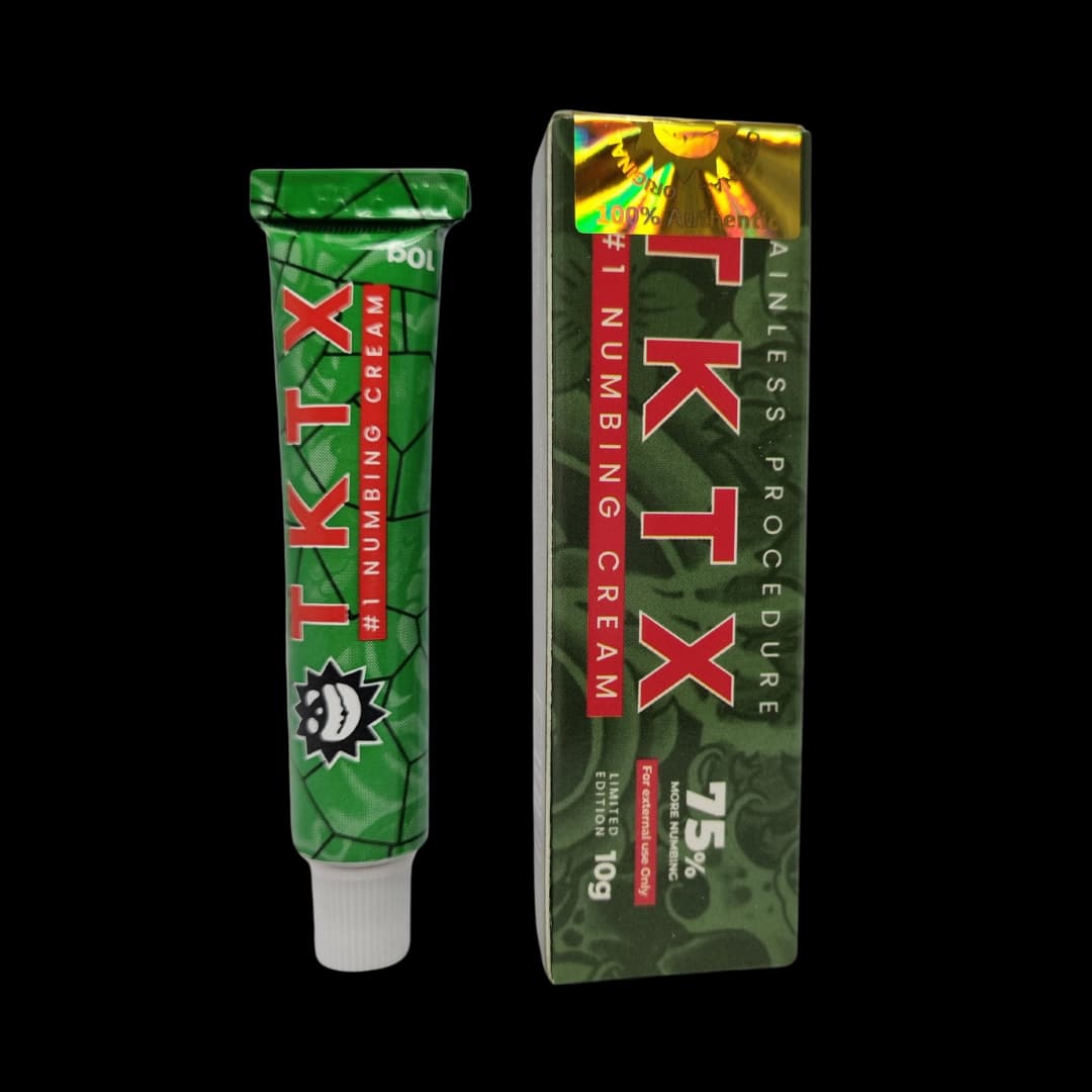 TKTX Tattoo Numbing Cream - Green 75% - Official TKTX Numbing Cream. Vegan-friendly, cruelty-free TKTX Green 75%: All-day tattoo comfort and redness relief. 100% authentic, always fresh.